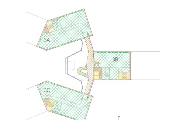 Plattegrond van de derde verdieping met ruimte 3B